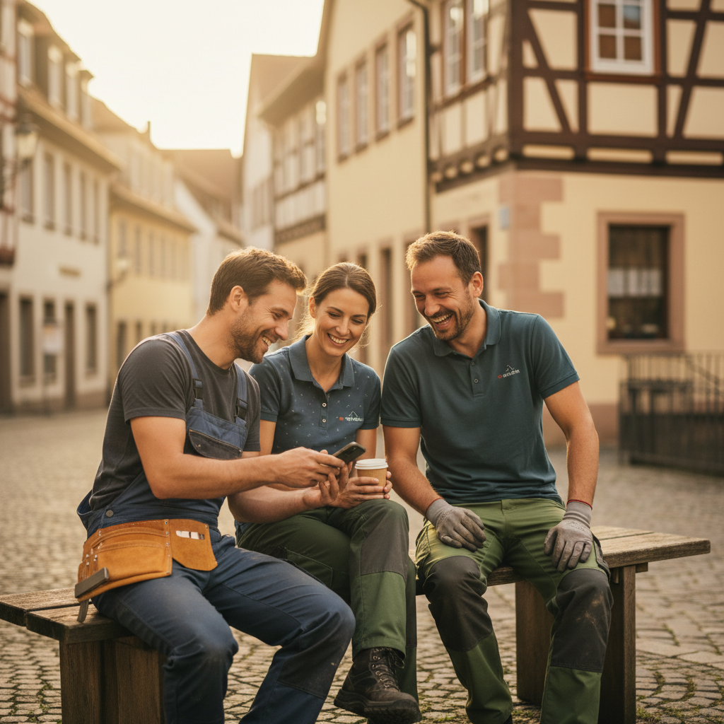 Handwerker und Dienstleister bei einer Arbeitspause